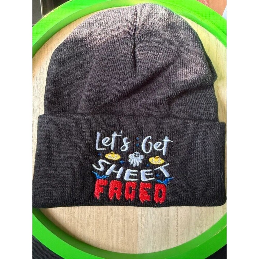 NWOT Halloween beanie "Let's Get Sheet Faced"